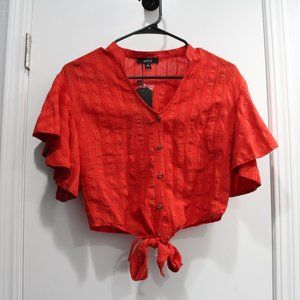 Very J Poppy Red Boho Crop Top - Small